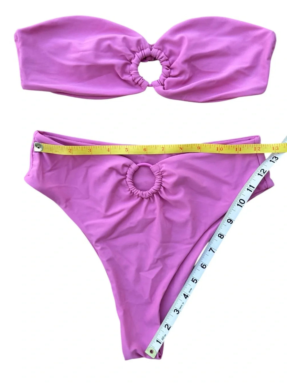 AURELLE Women’s Orchid Pink O-Ring Strapless Two-Piece Bikini Set Size M